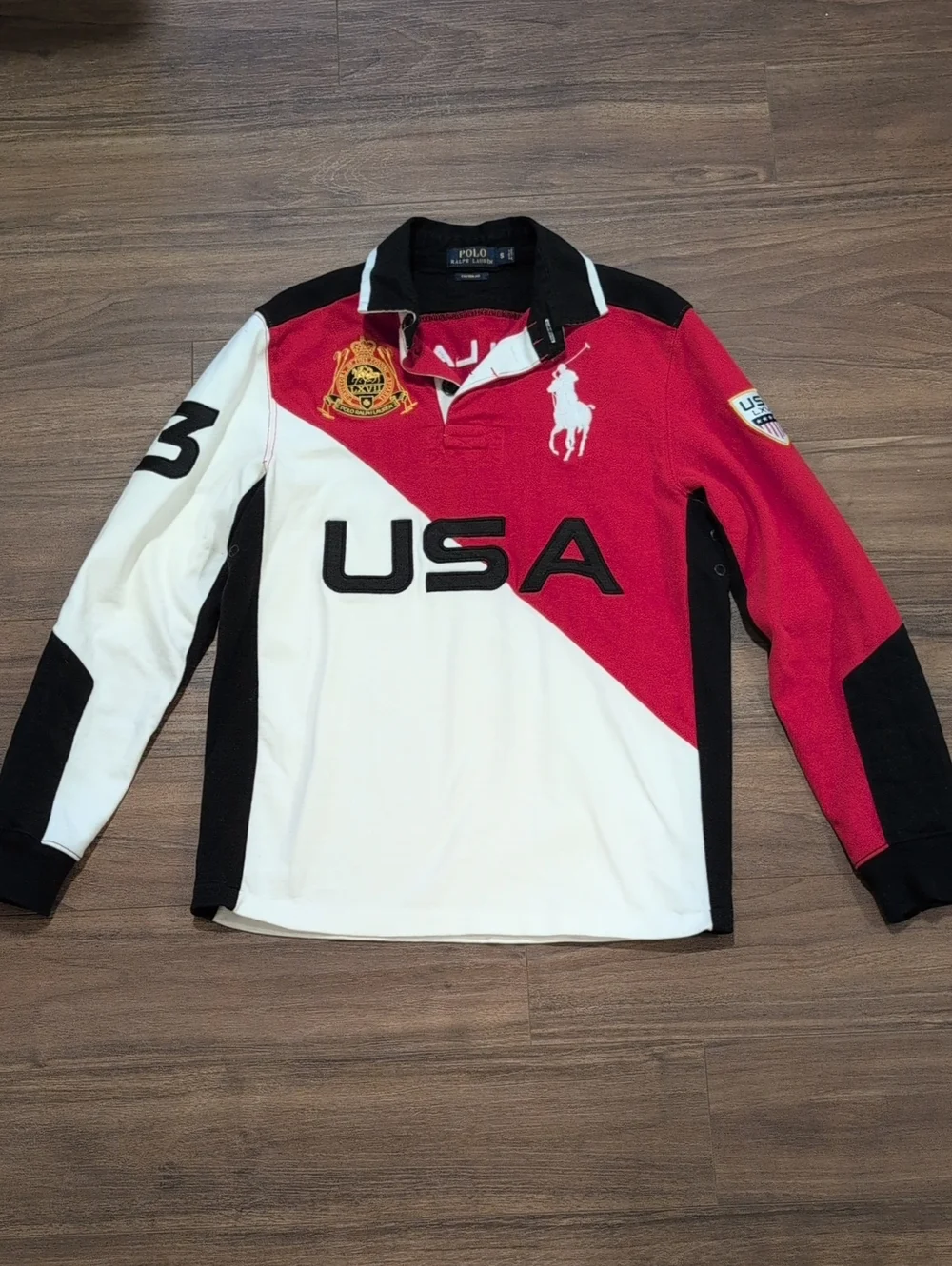 Polo by Ralph Lauren Red, White & Black USA Rugby Shirt